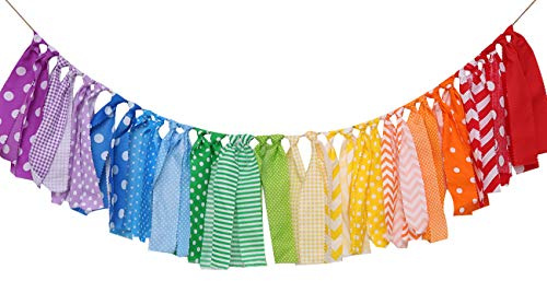 Rainbow Background Banner for Party Decor - Colorful Striped Garland Fabric, Birthday Party Banner, Photo Booth Photo Props, Rainbow Decoration (Rainbow Background High Chair Banner)