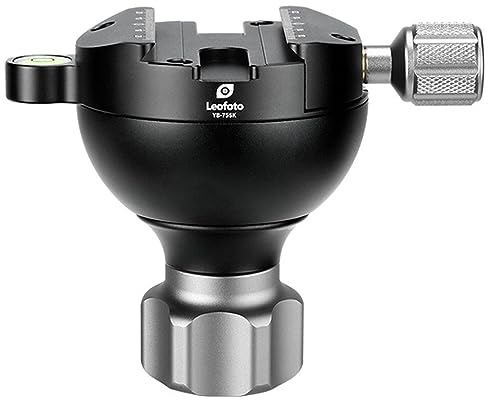 LEOFOTO YB-75SK 75mm Leveling Half Ball Adapter & Arca/RRS Compatible Clamp w Bubble Level for Bowl Tripod Short Handle Low Profile