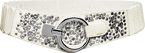 Caspar GU300-N elastischer breiter Damen Stretch Taillengürtel mit Nieten Dekor