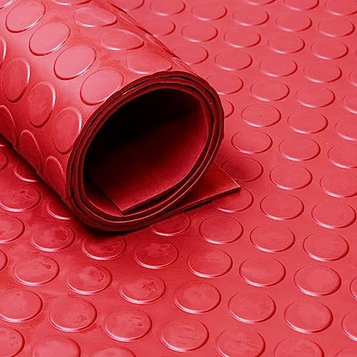Vivol Gummiläufer Noppen Rot 3mm Pro Meter - Gummimatte - Breite 120 cm - Geruchlos - von der Rolle
