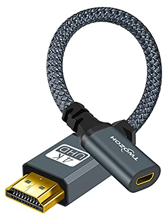Twozoh Cable adaptador HDMI a micro HDMI hembra, conector micro HDMI a cable adaptador HDMI (HDMI estándar a micro HDMI hembra) compatible con 3D/4K 1080p. (20 cm)