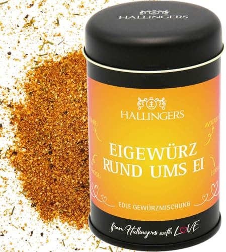 Hallingers Genuss Manufaktur Gewürzmischung Geschenk - Koch-Gewürze in edler Geschenk-Dose Eigewürz rund u... für Egg Benedict, Rührei & Omelett, Geschenkidee für Frauen Männer