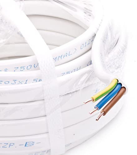 Stromkabel Flachkabel Mantelleitung Elektrokabel Flach Feuchtraumkabel YDYp NYM-J 3x2,5 mm2 450/750V Kabel Elektroleitung - 100m Ring