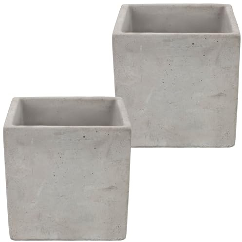 KOTARBAU® 2er Set Blumentopf Übertopf 11 x 11 cm aus Dekorativ-Beton Quadratisch für Blumen Pflanzen