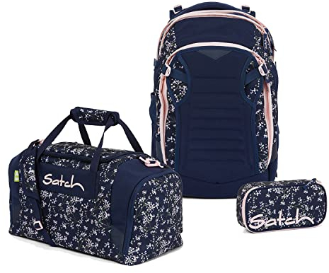 Satch Match Schulrucksack Set 3tlg. mit Sporttasche und Schlamperbox (Bloomy Breeze)