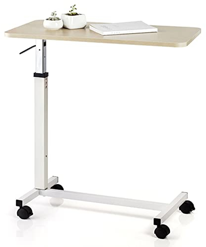 GUNEL Beistelltisch mit Rollen für Bett und Sofa für Erwachsene und Behinderte, Höhenverstellbar Couchtisch, Medizinischer höhenverstellbarer Krankenhausbett-Beistelltisch, 80 x 40 x 106 cm