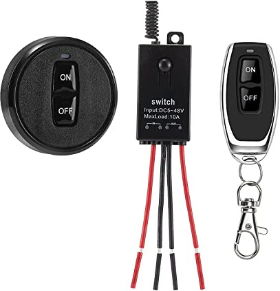 dstfuy Mini Wireless Switch,5V/12V/48V/10A Relay Remote Switch for Lights,328FT Long Range for Ceiling Lights, Lamps,Car Led Light,Fan.