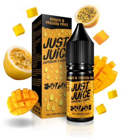 Just Juice Superior E-Liquids Vape Liquid with No Nicotine - Mango & Passionfruit Flavour - 10ml Bottle, 50/50 0mg e-Liquid, Nic Free eliquid