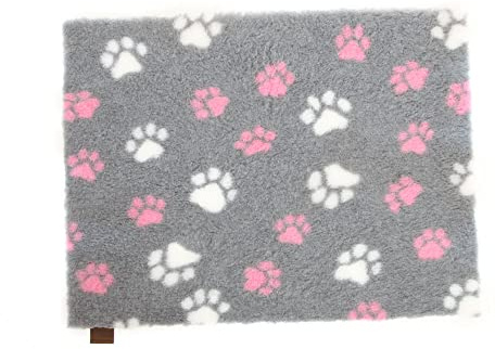 Vetbed Isobed SL grau rosa Pfoten 150 x 100cm