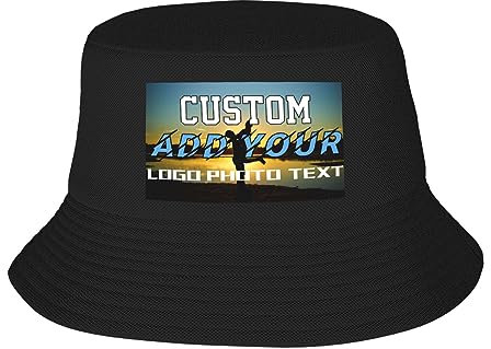 Generisch Personalisierte Fischerhut Selbst Gestalten,Schwarz Bucket Hat mit Text, Logo und Drucken Foto, Unisex Faltbarer Sonnenhut Strandhut Fishermütze Outdoor Sommermütze Herbst Hut
