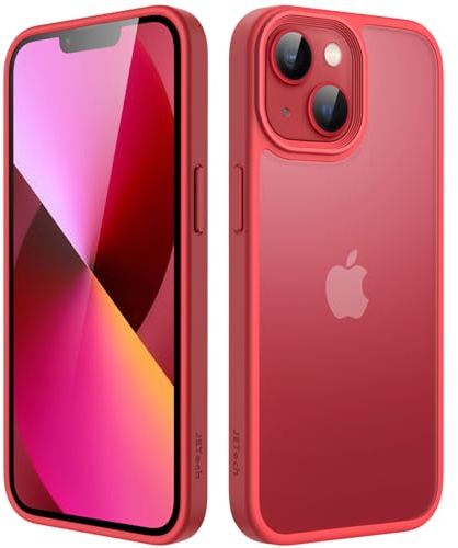 JETech Matt Hülle für iPhone 13 Mini 5,4 Zoll, Stoßfest Militärstandard FallSchutz Handyhülle, Mattierte Durchscheinende Rückseite Schutzhülle, Anti-Fingerabdruck (Rot)