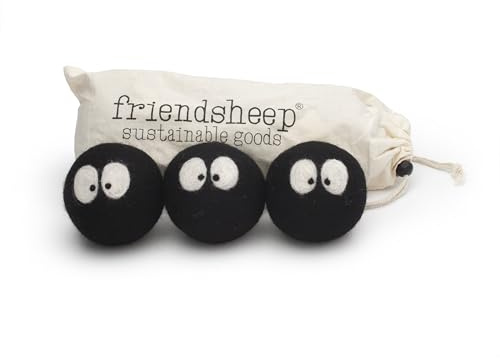 Wool Dryer Balls by Friendsheep 3 Pack XL Organic Premium Reusable Cruelty Free Handmade Fair Trade No Lint Fabric Softener Laundry Soot Sprites Trio