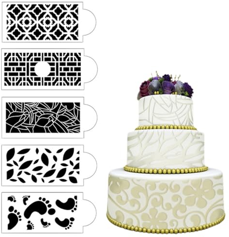 EBHO 5 Stück Tortenschablone, Torten Zubehör, Torten Schablonen, Kuchen Backvorlagen Kuchenvorlagen für DIY Buttercreme Fondant