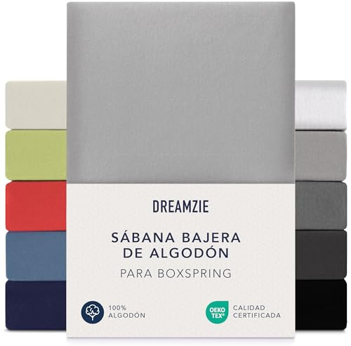 Dreamzie - Spannbettlaken Boxspringbett - 180x200cm / 200x200cm - Baumwolle | Grau · 100% Premium Jersey · 37cm Hoch · Oeko-Tex zertifiziert · Elastikband · Spannbetttücher für Hohe Matratzen