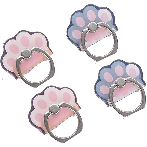 4Pack Cute Phone Ring Holder, Cats Paw Animal Footprint 360 Rotation Finger Ring Stand Kickstand Grip Mount for Cellphones (Paw)