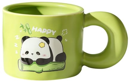Tasse Panda 400ml Mignon Mug Original, Cappuccino en Céramique - Profitez D'un Moment Agréable (A)