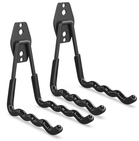 3-H Garage Hooks Heavy Duty 2 Pack,Garage Storage Hooks 5 Inch,Garage Organizer for Hanging and Organizing Chair,Shovel,Weed Eater,Power Tools in Garden Garage Shed Basement(Black)
