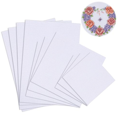 10 Pezzi Tela Aida Per Punto Croce 11CT Tela Per Punto Croce, DIY Tela Aida Da Ricamare A Metro, Tela Aida Solubile, Tessuto Per Punto Croce 30×45 Cm, 30×30 Cm, 20X20 Cm Per Ricamo, Cucito