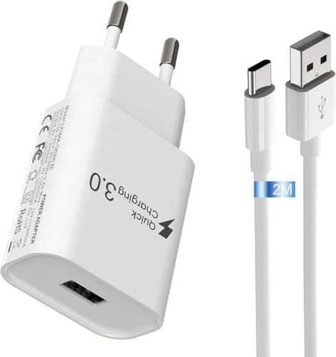 Type-C Chargeur Rapide, pour Samsung Galaxy A16 A15, A14, A13, A12, 4G/5G, S10, S9, S8, A04S, A05S, A33, A23, A32, A21S, A53, S24, S23, S22, S21, S20. Compatible Xiaomi Redmi Note13/13C Câble de 2M