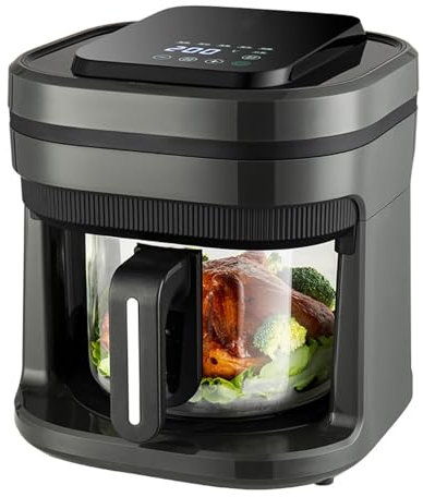 MZGDONGF Freidora de Aire Visual de 5 l, máquina de Papas Fritas Inteligente Multifuncional para el hogar, 1350 W, freidora de Aire Digital, Canasta Antiadherente (Color: Pantalla táctil) Safehappy