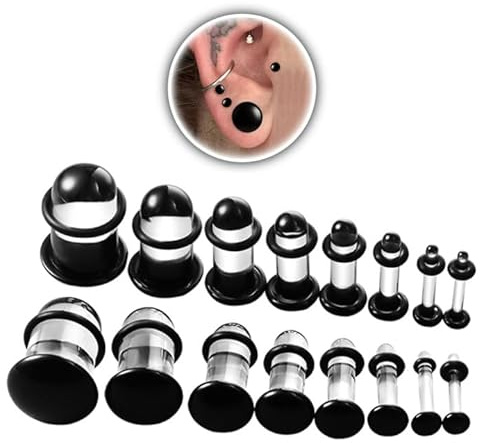DOEARKO Dehnstäbe Tunnel Set 8 Paare Glas Ohr Tunnel Plug mit O-ringe Ohr Messgeräte Expander Set Piercings Schmuck für Frauen Männer (1.6-10mm)