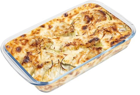 DAWRIS 1.6L Glass Lasagne Dish - Rectangular Baking and Roasting Oven Dish - Microwave, Dishwasher, and Freezer Safe Cookware