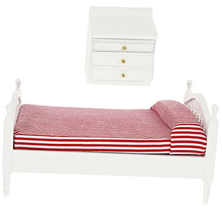 KOMBIUDA Mini-hausbett Schmuck Mini Nachttisch Miniaturmöbel Modell Möbelornament Satz Mini Hausbett Layout Ornament