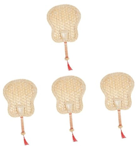 Cabilock 4pièces Éventail à Main Tissé Naturel Ventilateur Décoratif pour Accessoire De Et Décoration Grand Modèle