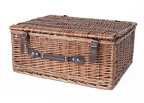 Wickerfield Large Brown Empty Wicker Gift Hamper Storage Basket with Lid