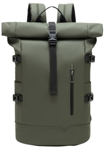 GYakeog Rolltop Rucksack Groß 33L Wasserdichte Laptop Rucksack Herren Damen 15,6 Zoll Schulrucksack Leicht Fahrradrucksack Anti-Diebstahl Sportrucksack für Reisen Radfahren Uni Freizeit-Grün