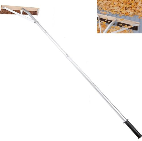 KHZKHC Takrengöringsverktyg, takborste takkratta, ta bort taklöv snö säkert, justerbar längd takbladborste, avtagbar aluminiumstång 1,2 meter x 5 sektioner, för löv grenar