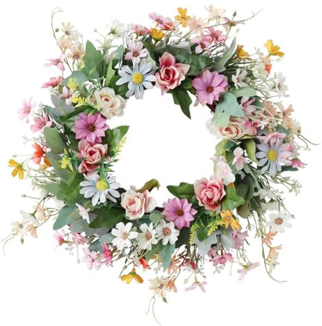 Türkranz Frühling, Frühlingskranz 40/45cm, Türkranz Frühling Außen, Tulpe Frühlingskranz Haustür in Leichtes Gewicht, TüRkranz Ganzjährig, für Tür Wand Wohnzimmer Hochzeit Deko (B-45 * 45cm)