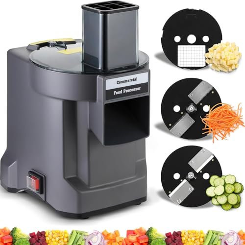 Picadora de Verduras Comercial, Cortadora de Verduras Multifuncional, Rebanadora de Verduras, Procesadora de Alimentos Eléctrica con 3 Cuchillas de Acero Inoxidable para Rallar Cebolla y Papas