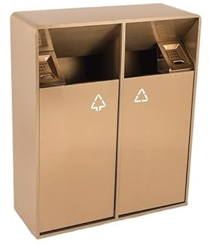 Poubelle Pilier de Cendres en métal de Double Poubelle de Poubelle d'intérieur/extérieur de 38L/80L, Grande Corbeille à Papier carrée Commerciale Domestique Moderne avec cendrier Recyclage(Grand)