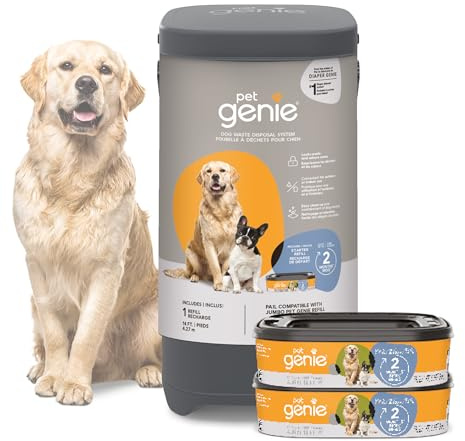 Pet Genie Poubelle à déjection Canines sans odeurs pour Chien, Chiot et Animaux familiers - 2 recharges - 4 Mois pour Un Chien