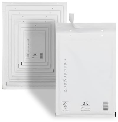 KK Verpackungen Luftpolster-Versandtaschen | 100 Stück, G7 G/7 Luftpolsterumschläge 250 x 350 mm Weiß | Luftpolstertaschen selbstklebend