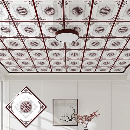 Deckenpaneele deckenplatten 3 Mm Dicke Deckenverkleidung Für Aufkleben, PVC-Platte Für Abziehen Und Aufkleben, Wasserdicht Und Leicht, Modernes 3D-Design Für Zuhause, Büro, Küche, Bad(25 pcs)