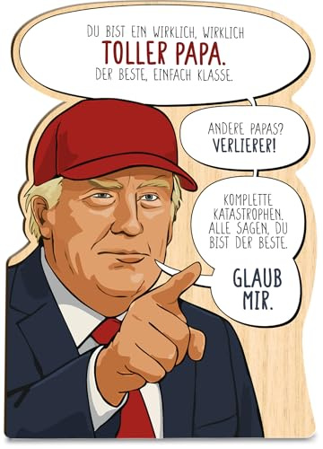 Papa Geschenk Trump Papa Holzkarte - Geburtstagskarte - Lustige Geburtstagskarten für Männer, Geschenk Vater, Geschenk Papa, Geschenke Papa Geburtstag, Geschenke für Papa, Bester Papa Geschenke