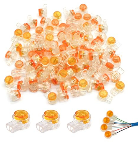 100 Stück UY-Schnittstelle Klemme, Einzeladerverbinder Wasserdicht, Telefonkabel Verbinder Kabel Klemmen Verbinder K1 Stecker Kaderverbinder, K1 Anschluss Für Netzwerkkabel (Orange)