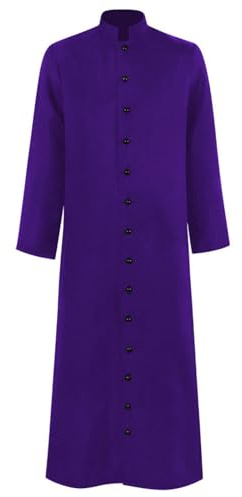 Men's Steampunk Pastor, Classic Spiritual Coat, Men's Long, Black Medieval Bishop Jacket, Retro Victorian Court Frock Coat, Gothic Uniform, Elegant Theatre Clothing, Cosplay, Halloween Costume, purple