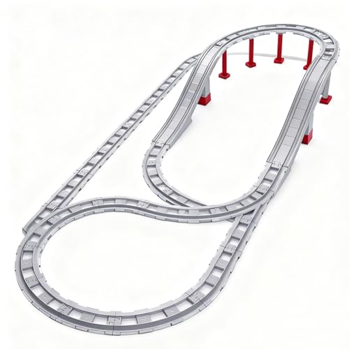 67PCS Bausteine Schienen Set, City Eisenbahn Schienen mit Gerade, Kurven, Cross Track, Kompatibel mit Marktführer, Spielzeug Geschenk für Kinder ab 2 Jahrenl