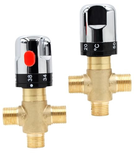 DIYEAH Vanne Thermostatique Mélange Eau Pour Douche Et Bain Contrôle Température Stable Montage Facile