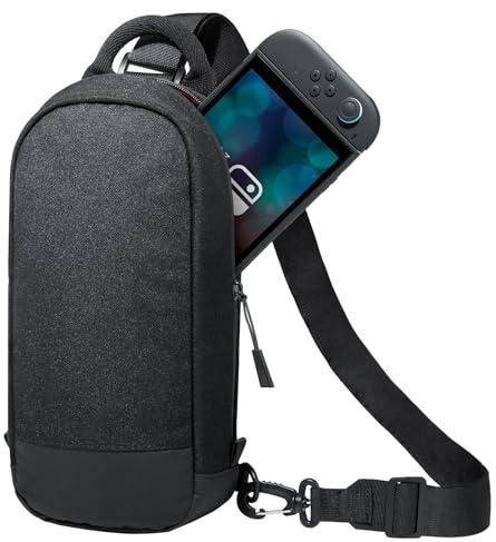 JETech Sling Crossbody Väska för Nintendo Switch 2 (2025) 7,9 Tum, 8-Platser Spelkort Hållare Fodral, Bärbar Reseförvaringspåse med Vattentät Säker Dragkedja (Svart)