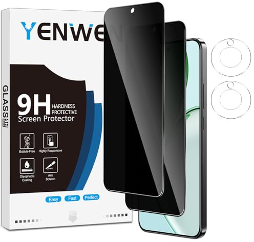Yenwen Protector de Pantalla Privacidad para Honor Magic 8 Lite 5G, 2 Piezas Anti-Espía Cristal Templado + 2 Piezas Protector Cámara para Honor Magic8 Lite, 9H Dureza Anti-Arañazo Sin Burbujas