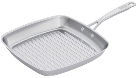 KUHN RIKON Poêle à griller Allround, non revêtue, rainurée, Ø 27 x 27 cm, compatible avec les plaques à induction