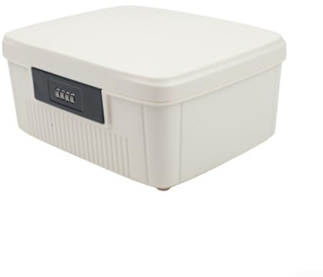 Läkemedelslåda 9 l med kombinationslås – säkert husapotek för tabletter och vitaminer – vattentät arrangör för hem kontor skola – för robust plastförvaring 26 x 22 x 13 cm (vit)