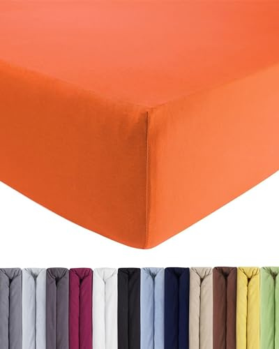 ENTSPANNO Jersey Spannbettlaken 180 x 200 | 200 x 200 | 200 x 220 cm, für Wasser- und Boxspringbett in Terrakotta
