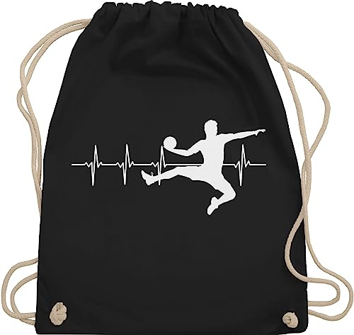 Turnbeutel Rucksack - EM 2026 Trikot Ersatz - Handball Herzschlag für Herren - Unisize - Schwarz - handballbeutel handballer stoffbeutel kinderturnbeutel hanball trainingsbeutel sport tasche kinder