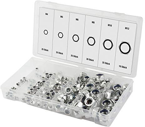 Sicherungsmuttern Set 150 tlg. DIN 985 Sicherungsmutter Sechskantmutter Stoppmutter Schraubenmutter Mutternset