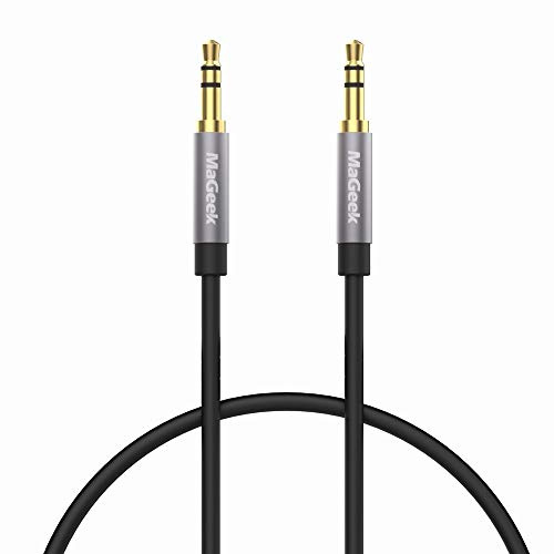 MaGeek Cavo Aux Jack 3,5mm, (0,5 metri) Cavo Audio Jack Cavo audio stereo maschio su maschio per cuffie Beats, iPhone, iPod, iPad, Car Audio, Home Stereo e altro (Nero)